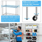 Storage Shelves Heavy Duty, 5999 Lb Capacity Wire Shelving Units Metal Shelf with Wheels NSF Certification 48" L×18" W×72" H Height Adjustable for Dlewmsyic