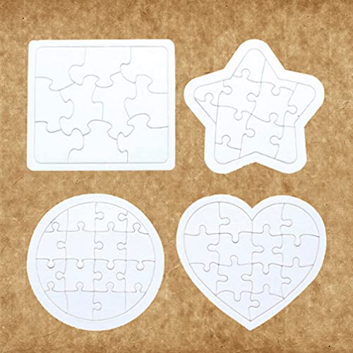Toyvian Sublimation Blank Puzzle, 4 Pcs Kids Coloring Blank Puzzle, Four Shapes Drawing Board, Use As Party Favors, DIY Invites and More (Random Toyvian