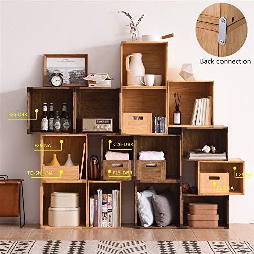 KIRIGEN Stackable Wood Storage Cube/Basket/Bins Organizer for Home Books Clothes Toy Modular Open Cubby Storage System - Office Bookcase Closet