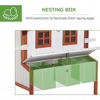 PawHut 47" Chicken Coop Wooden Chicken House Rabbit Hutch Raised Poultry Cage Portable Hen Pen Backyard with Nesting Box and Handles