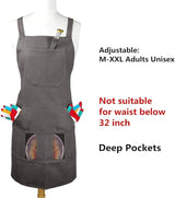 Sturdy Thick Professional Artist Apron, Cross Back + Fasten/Quick Release Buckle + 6 Pockets with 1 Zipper Pocket + 2 Towel Loops For Artist Kitchen, Aiden Brothers