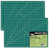 U.S. Art Supply - Pack of 2-12" x 18" Green/Black Professional Self Healing 5-Ply Double Sided Durable Non-Slip Cutting Mat Great for Scrapbooking, U.S. Art Supply