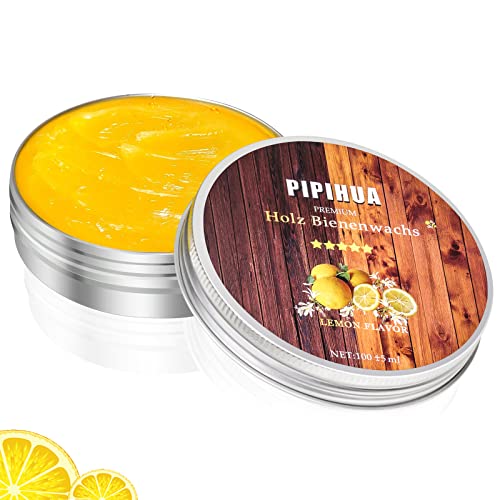 PIPIHUA Beeswax Furniture Polish, Wood Seasoning Beeswax for Furniture Waterproof & Repair Wood Wax to Protect & Care, 1pc Beeswax with Sponge(Lemon) - WoodArtSupply