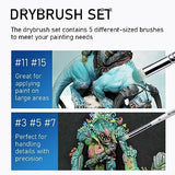 Falling in Art 5 Pcs Professional Drybrush Set, Detail Dry Brush, Miniature Paint Brushes for Model Rendering, Suitable for Beginners and Artists Falling in Art