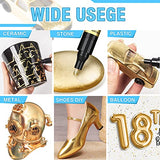 5 Liquid Gold Paint Pens for Art, Mirror Chrome Marker, Reflective Gloss Permanent Marker, Touch Up Repair Paint Pen for Model, Wood, Rock, Glass, DAPAWIN