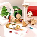 Tatuo 50 Pieces Christmas Wooden Ornaments Wood Snowflake Angel Star Christmas Tree Round Discs Decorations Hanging Embellishments with 50 Pieces Tatuo