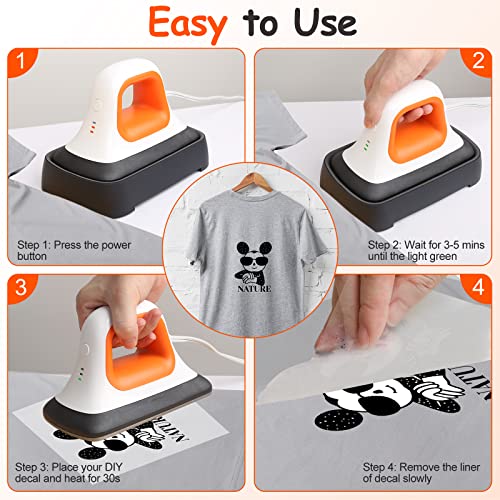 INFANT MOMENT Mini Heat Press Machine - (7"×3.8"), Heating Sublimation Transfer Projects for Tshirt Hats Bags Pillows Shoes Aprons,Features Insulated INFANT MOMENT