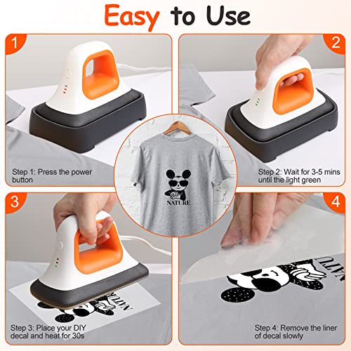 INFANT MOMENT Mini Heat Press Machine - (7"×3.8"), Heating Sublimation Transfer Projects for Tshirt Hats Bags Pillows Shoes Aprons,Features Insulated - WoodArtSupply