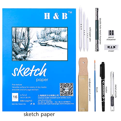 H & B 72PCS Drawing Supplies Sketching Set,Art Kit include Drawing & Colored Pencils for Adults Artists Kids.Pro Art Sketch Supplies with - WoodArtSupply