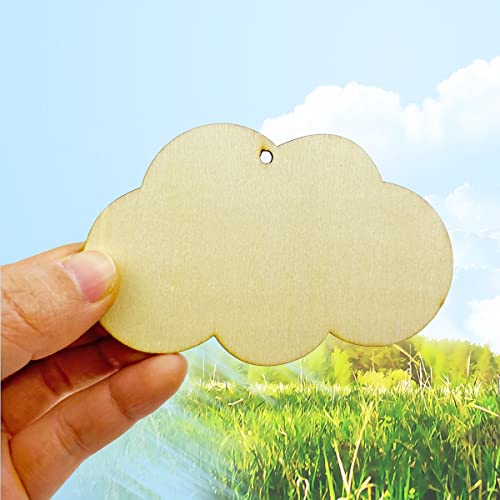 20pcs Unfinished Cloud Wood Cut Out Cloud Wood DIY Crafts Cutouts Blank Wooden Cloud Shaped Hanging Ornaments JEKEJIAJIU