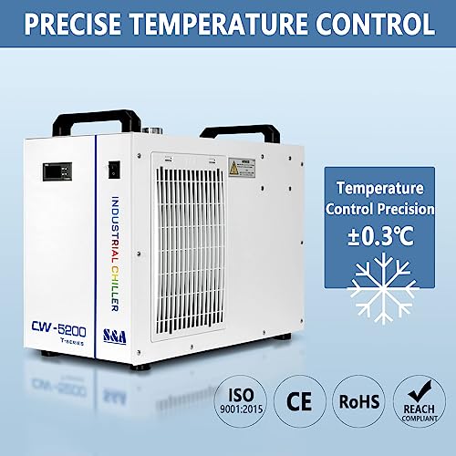 S&A Genuine CW-5200DH（Upgraded 5200DG） Water Chiller Duty Free for CO2 Laser Engraving Cutting Water Cooling Shipping From US - WoodArtSupply