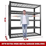 REIBII 48''W Garage Shelving Heavy Duty Loads 2500LBS Garage Storage Shelves Heavy Duty Shelving 5 Tier Adjustable Metal Shelving for Garage Storage REIBII