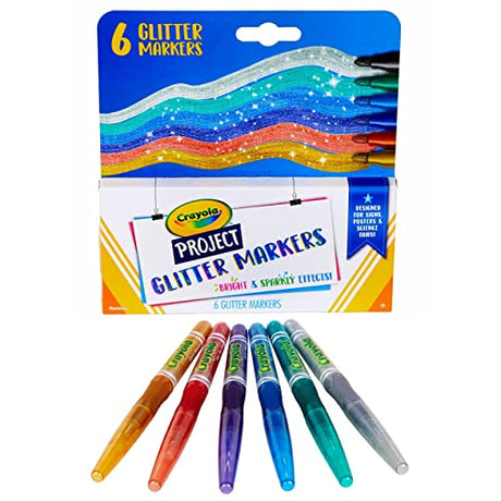 Crayola Glitter Markers, Assorted Colors, Art Supplies, 6Count Crayola