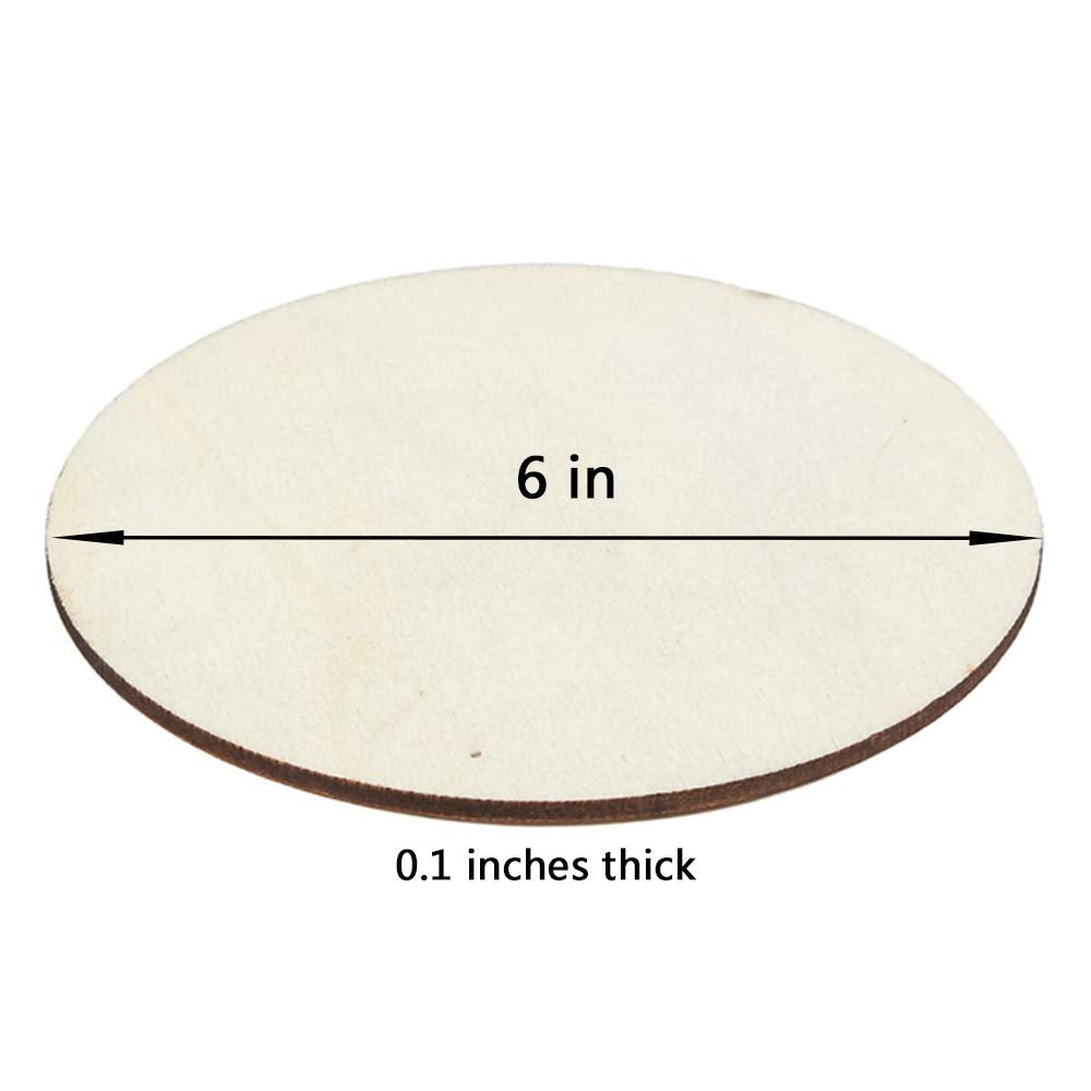 Wood Circles for DIY Craft 15-Count Unfinished Wooden Round Disc Cutouts 6 Inches in Diameter