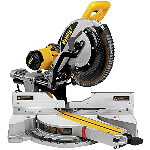 DEWALT Miter Saw, 12 Inch Double Bevel Sliding Compound, Stainless Steel Detent Plate with 10 Stops, Cam-Lock Handle, For Quick & Accurate Miter - WoodArtSupply