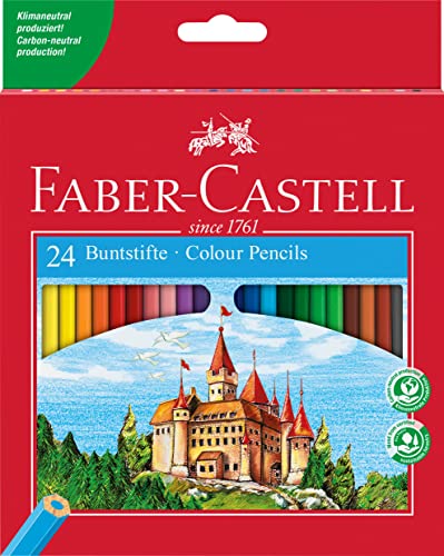 Faber-Castell Castle 120124 Colouring Pencils Set, 24 Pieces, Hexagonal, Shatterproof, for Children and Adults