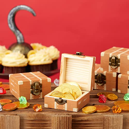 12 Pack of Small Unfinished Wooden Boxes for Crafts Supplies, Paintable Wood Treasure Chests for Jewelry and DIY Projects (2.7x2.7x1.6 in) Bright Creations