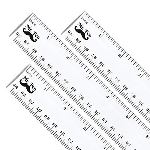 Mr. Pen- Ruler, Rulers 12 inch, Pack of 3, Clear Ruler, Plastic Ruler, Drafting Tools, Rulers for Kids, Measuring Tools, Ruler Set, Ruler inches and - WoodArtSupply