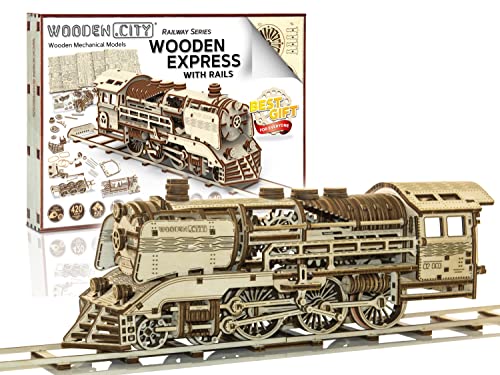 3D Wooden Train Model Kit for Adults – Elegant Laser Cut Mechanical Puzzle by WOODEN.CITY - WoodArtSupply