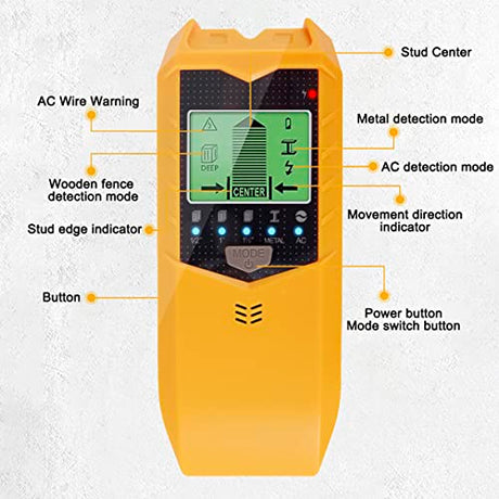 5 in 1 Stud Finder Sensor, SH402 Stud Finder Wall Scanner Detector Portable Electronic Detector with LED Display and Audio Alarm Handheld Stud HOTBEST