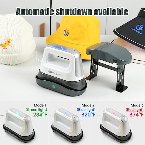 Goodcrafter Hat Press 6.3"x3.3" Hat Heat Press Machine for Caps,Curved,Ceramic-Coated Heat Plate, Easy Temperature Control with Safety Base & Goodcrafter