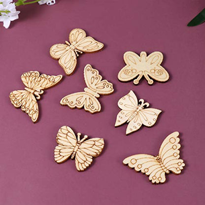 BESPORTBLE 100PCS Wood Slice DIY Wooden Craft Wood Craft Material Unfinished Wood Wooden Shapes Craft Shaped Slices Cutouts Woodsy Decor Cutouts for