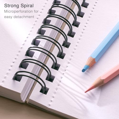 ARTISTO 5.5X8.5” Premium Sketch Book Set, Pack of 3 (300 Sheets), 68lb  (100g/m2), Spiral Bound, Acid-Free Drawing Paper, Perfect for Most Dry Media