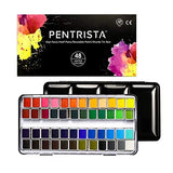 PENTRISTA Watercolor Paint set, 48 Colors Premium Solid Watercolor Half Pans in Tin Box, 1 refillable Water Brush Pen, Art Pigment Kit Perfect for PENTRISTA