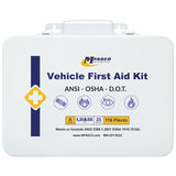 MFASCO Vehicle First Aid Kit - Compact Metal Kit - Portable & Mountable - Safety Kit for Commercial Vehicles & Workplace - DOT ANSI OSHA Compliant - MFASCO