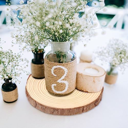 11 PCS 6.3-7.1 Inch Natural Wood Slices, Unfinished Pine Wood Circles with Barks for Coasters, DIY Crafts, Christmas Rustic Wedding Ornaments and