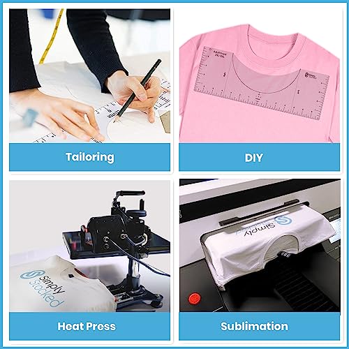 Simply Stocked Tshirt Ruler Guide for Vinyl Alignment - 8 Pcs of PVC T Shirt Rulers to Center Designs for Heat Press with 4 Accessories - 10 Inch Simply Stocked