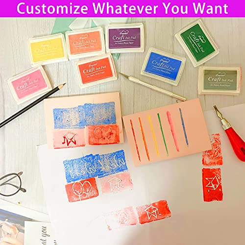 WerkWeit [12PCS] Rubber Carving Blocks Linoleum Block with Cutter Tools Stamp Making Kit Linoleum Cutter with 6 Types Blades and 12-Pack Carving WerkWeit