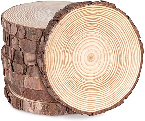 8Pack 6"-7" Round Rustic Woods Slices Unfinished Wood Great for Weddings Centerpieces Craft - WoodArtSupply