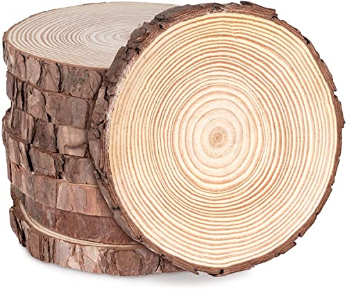 8Pack 6"-7" Round Rustic Woods Slices Unfinished Wood Great for Weddings Centerpieces Craft
