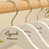 Clibeslty Personalized Bride Hanger,Engraved Bridesmaid Hanger,Name Engraved Wood Hanger Bridal Party Wedding Gifts(White) Clibeslty