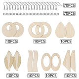 Hicarer 210 Pcs Unfinished Wooden Earrings Blanks Natural Wood Pendants Dangle Earrings Boho Wood Charms with 70 Pcs Earring Hooks and Jump Rings for Hicarer