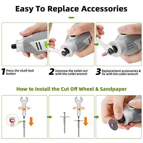 Rotary Tool Kit, 200W 1.8 AMP Huepar Tools with Flex Shaft 239pcs Accessories include MultiPro Keyless Chuck, 6 Variable Speed 10000-40000RPM Huepar Tools