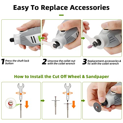 Rotary Tool Kit, 200W 1.8 AMP Huepar Tools with Flex Shaft 239pcs Accessories include MultiPro Keyless Chuck, 6 Variable Speed 10000-40000RPM - WoodArtSupply