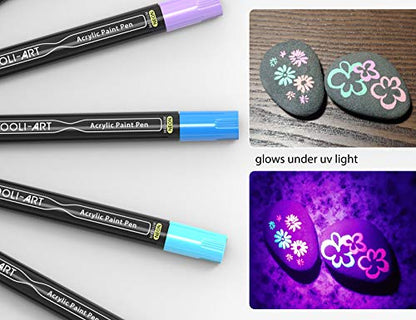 TOOLI-ART Acrylic Paint Markers Paint Pens Special Colors Set Extra Fine And Medium Tip Combo For Rock Painting, Canvas, Fabric, Glass, Mugs, Wood,