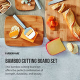 Farberware 3-Piece Kitchen Cutting Board Set, Reversible Chopping Boards for Meal Prep and Serving, Charcuterie Board Set, Wood Cutting Boards, Farberware