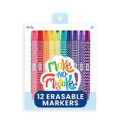 Ooly Make No Mistake Erasable Markers, Stress and Mess Free Marker Pack You Can Erase, Drawing and Coloring Pens for Kids and Adults, Colorful School