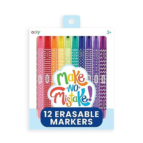Ooly Make No Mistake Erasable Markers, Stress and Mess Free Marker Pack You Can Erase, Drawing and Coloring Pens for Kids and Adults, Colorful School ooly