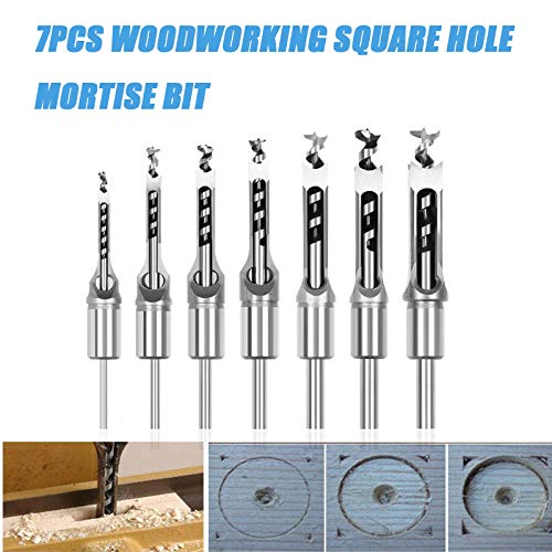 Woodworking Square Hole Drill Bits, HSS Woodworking Square Mortise Drill Bit Wood Mortising Chisel Set Woodworker Hole Saw Power Tool Kits, 1/2 Inch, HSOKEW