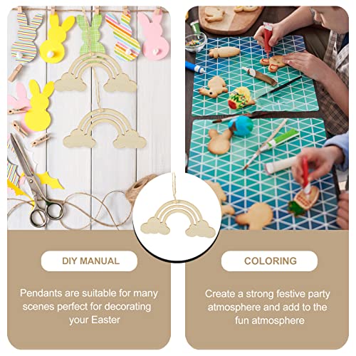 Unfinished Wooden Rainbow Cutouts: 20PCS Rainbow Wood DIY Craft Shapes Ornaments Blank Wood Slices Embellishments for Wedding Birthday Christmas EXCEART