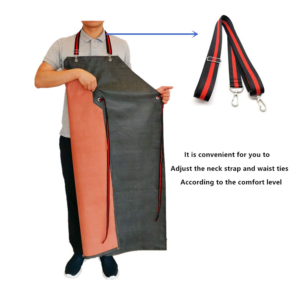 Thick Rubber Apron, 47.2 Inch x 33.5 Inch Waterproof Apron, Long Chemical Resistant Apron, Adjustable Work Aprons for DishWashing, Cleaning Fish, TonLing