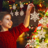 16pcs Large Christmas Wooden Snowflakes Hanging Ornaments DIY Craft Snowflake Wooden Ornaments Cutouts Unfinished Wood Cutout Christmas Decorations MFLUEEWR