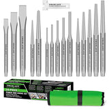SWANLAKE Punch and Chisel Set, Including Taper Punch, Cold Chisels, Pin Punch, Center Punch (16pcs) SWANLAKE GARDEN TOOLS