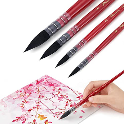 Lightwish Watercolor Brushes Set, Synthetic Squirrel Hair Paint Brushes kit for Artists, Adults, and Hobbists, Pointed Round Mop Brush for