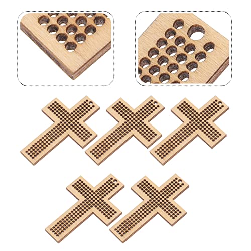 Ciieeo 10 Pcs Cross Stitch Wood Pieces Embroidery Hoop Stand Needlecraft Cross- Disc Wooden Board Wooden Heart Tags Stocking Stuffers Wooden Love Ciieeo