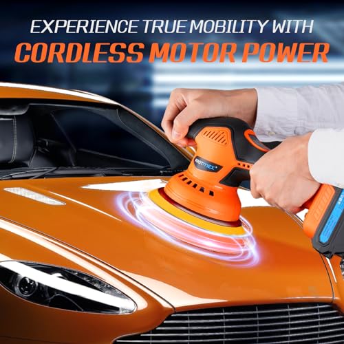 Protmex Cordless Car Buffer Polisher, 6IN Car Buffers And Polishers Kit, 6 Variable Speed Car Polishing Kit, 2*21V 1.5Ah Batteries Cordless Polisher - WoodArtSupply